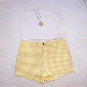 Yellow & White Gingham (checkered) Shorts